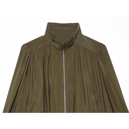 suit Women's 2 pieces bubble hem short pleated Coat+overalls
