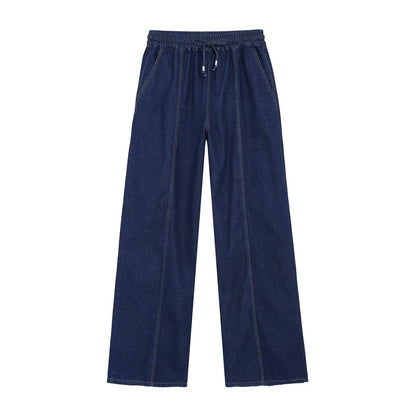 suit Women's 2 pieces short zipper denim jacket+wide leg jeans
