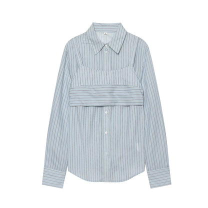 Women's layered decorative striped shirt
