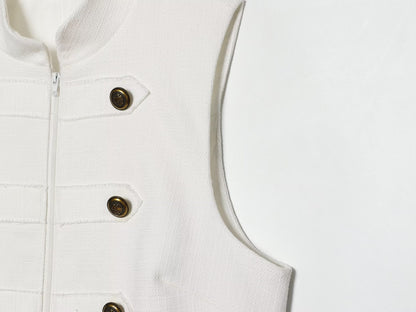 Women's breasted decorative zipper vest top