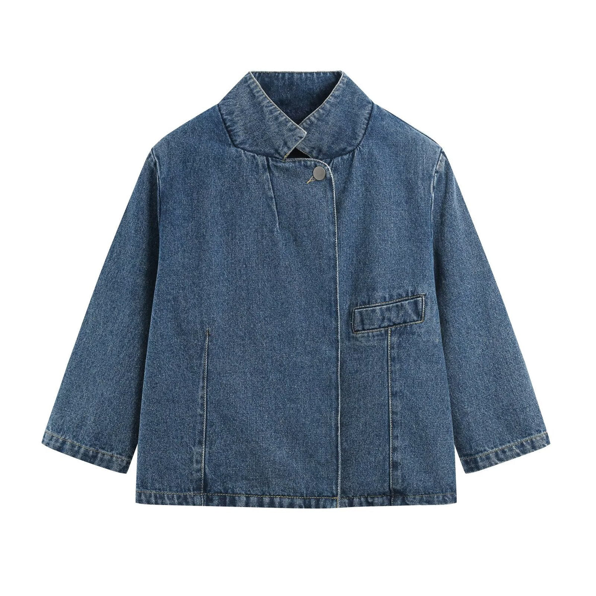 suit Women's 2 pieces short denim Blazer Coat +high waisted flared jeans