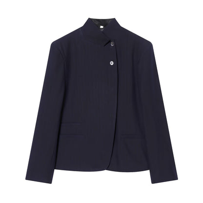 Women's high neck slim striped Blazer Coat+Pants