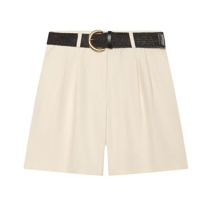 Women's With Belt pleated casual shorts
