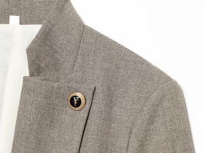 Women's flip button decoration slim Blazer Coat