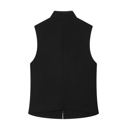 Women's rope knot decorative standing collar vest