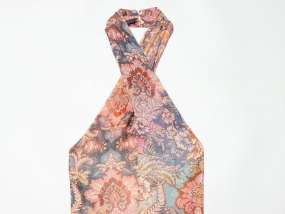 Women's chiffon printed halter neck dress