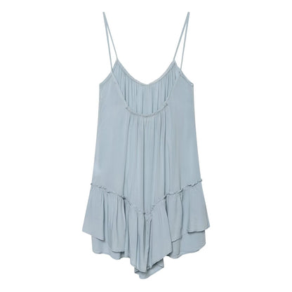 Women's layered decorative suspender mini dress