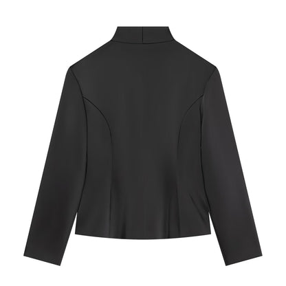 Women's knot buckle decorative satin textured Coat