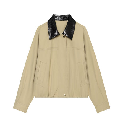 Women's patchwork lapel pilot jacket Coat