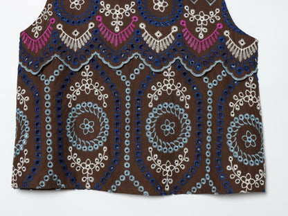suit Women's 2 pieces hollowed out embroidered top+Skirts