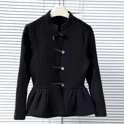 2026 women's new stand-up collar new Chinese style flower bud skirt with coat.