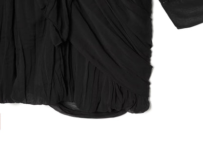 Women's long sleeved drape pleated mini dress