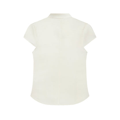 Women's satin textured short button top