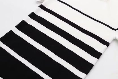 Women's round neck knitted striped dress