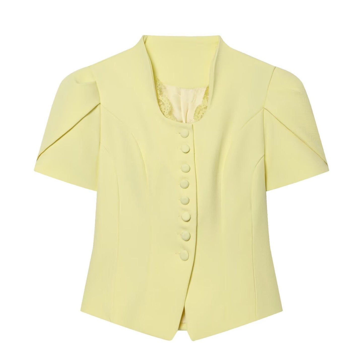Women's new lace patchwork short sleeved Blazer top