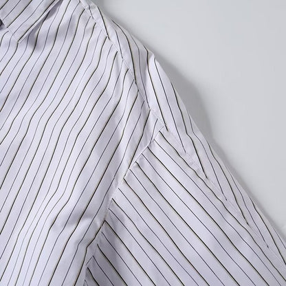 Women's new fashion loose long sleeved striped cotton shirt