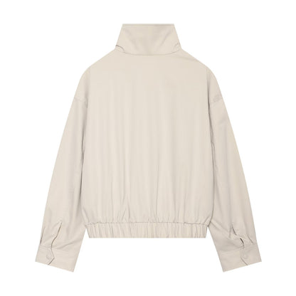 Women's With Belt loose stand collar jacket