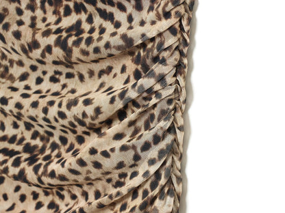 Women's animal print pleated tulle dress