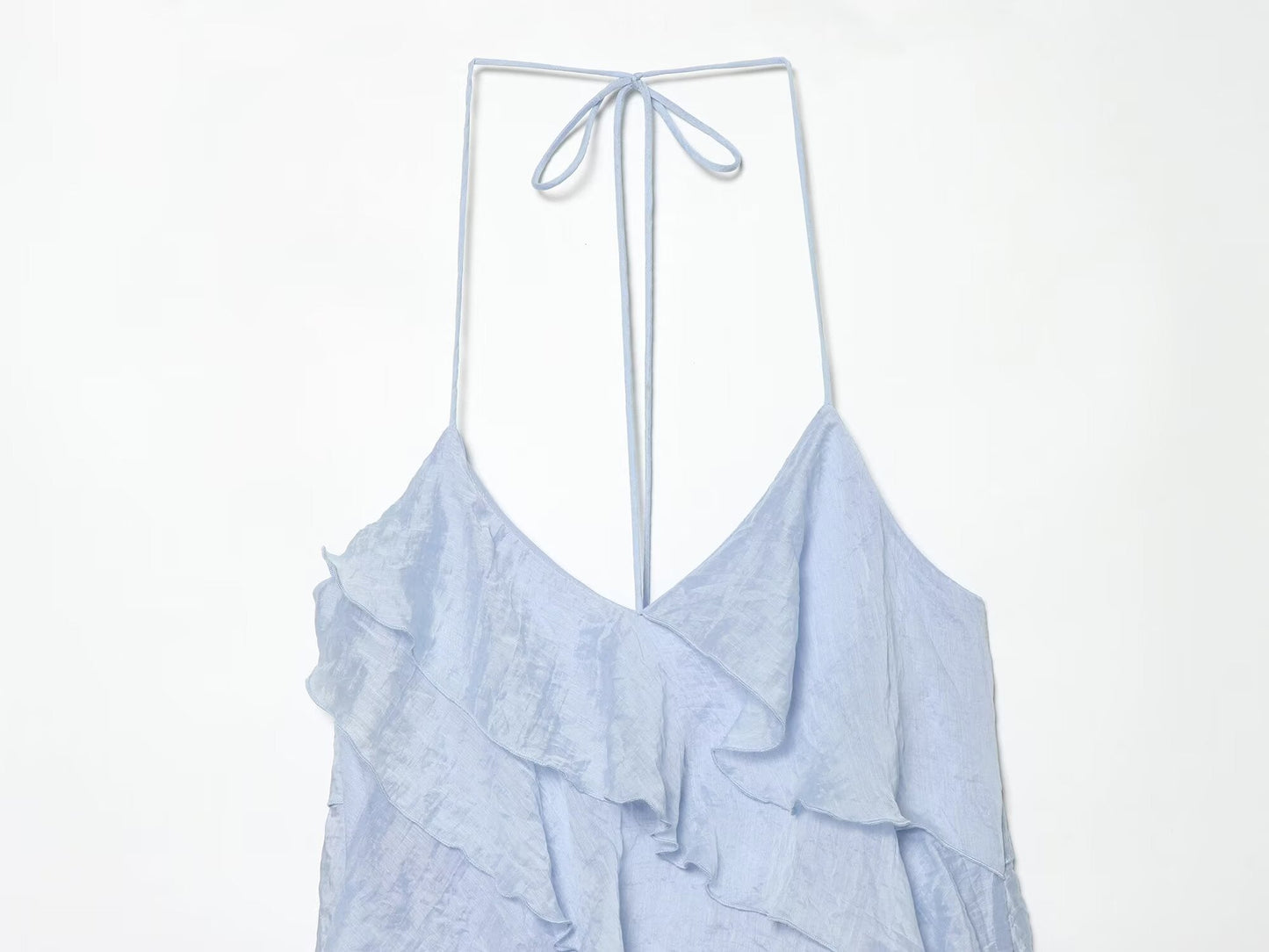 Women's layered decorative hanging neck mini dress