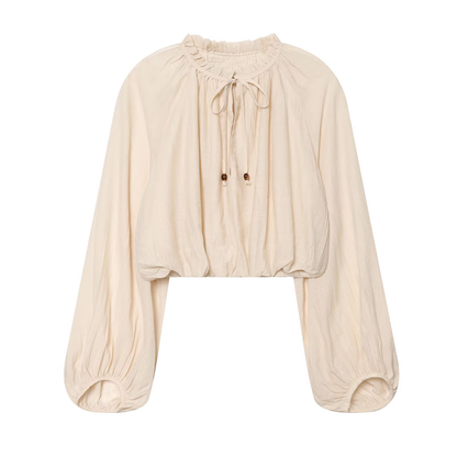 suit Women's 2 pieces bow decoration lantern sleeve top+Skirts