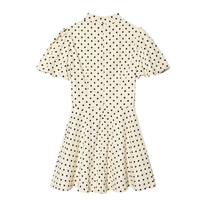 Women's bubble sleeve polka dot dress
