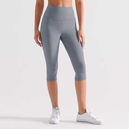 2026 women's new nude sanding yoga pants tight cropped pants