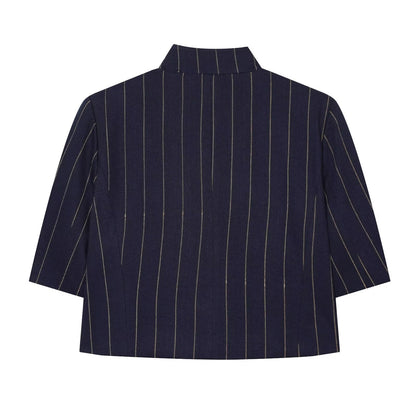 suit Women's 2 pieces linen blend striped jacket+Pants