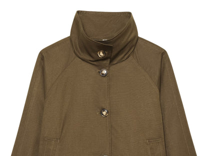 Women's casual stand collar twill coat