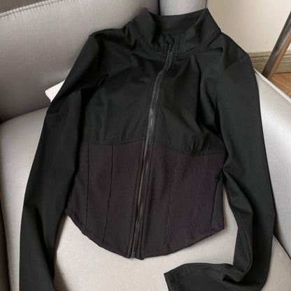 Women's waist-tight stand-up collar zipper quick-drying sportswear