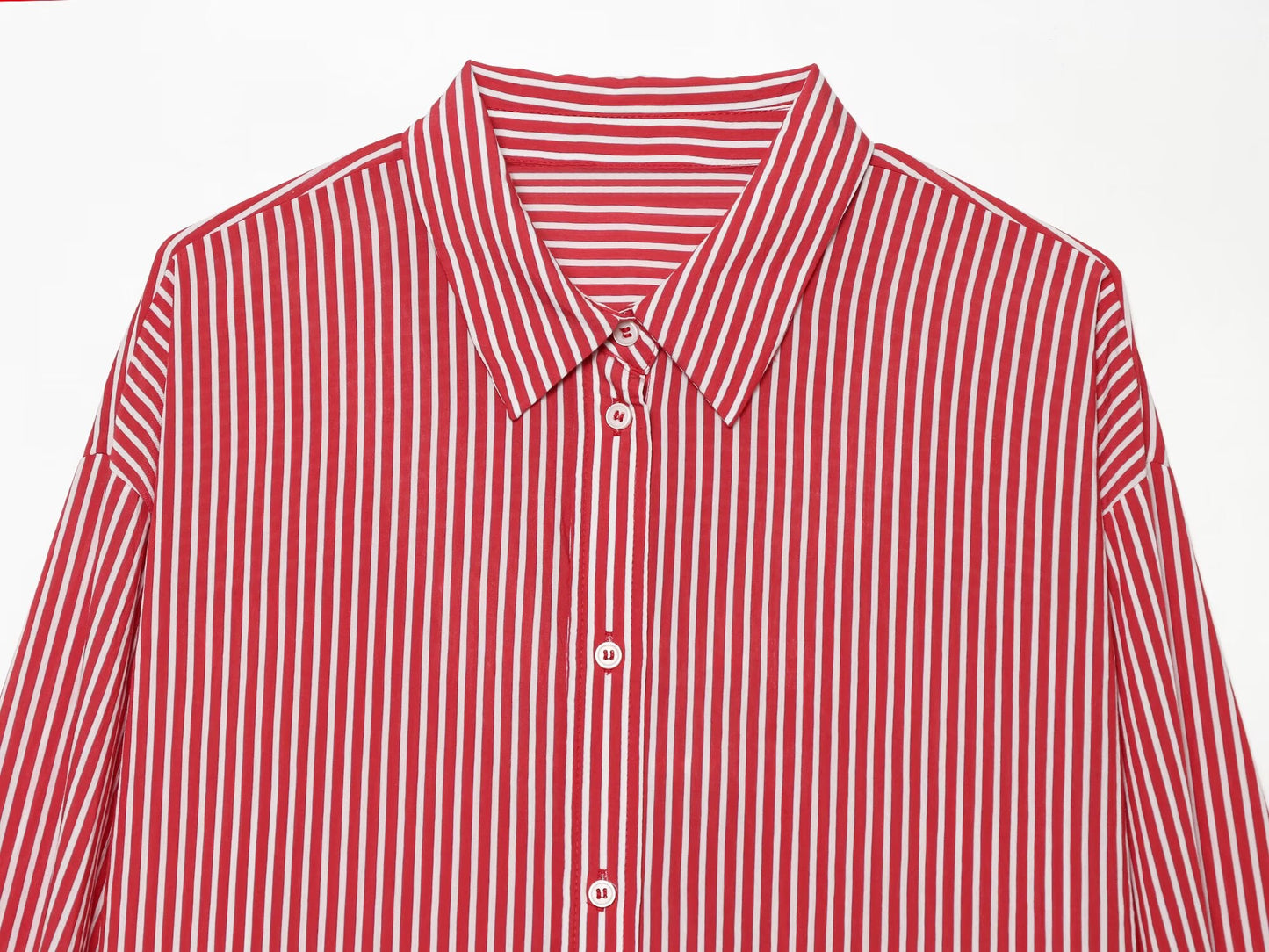 Women's patchwork cuffs loose striped shirt