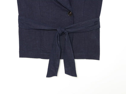 suit Women's 2 pieces with Belt linen blend vest+Long style casual shorts