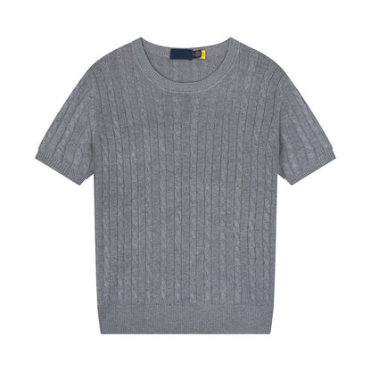 Women's new casual versatile embroidered O-neck short-sleeved T-shirt sweater