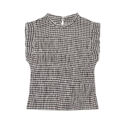 Women's short honeycomb plaid top
