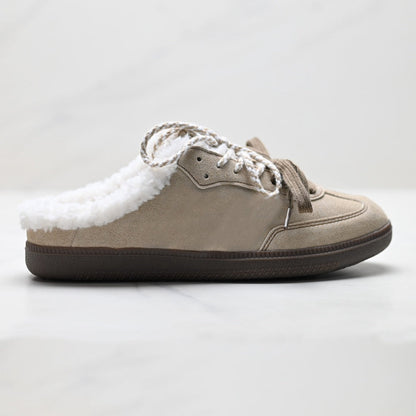 Women's new cashmere warm low-top casual slippers have a shoe box