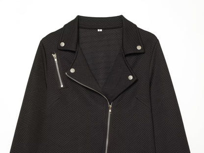 Women's diagonal zipper button decoration casual jacket