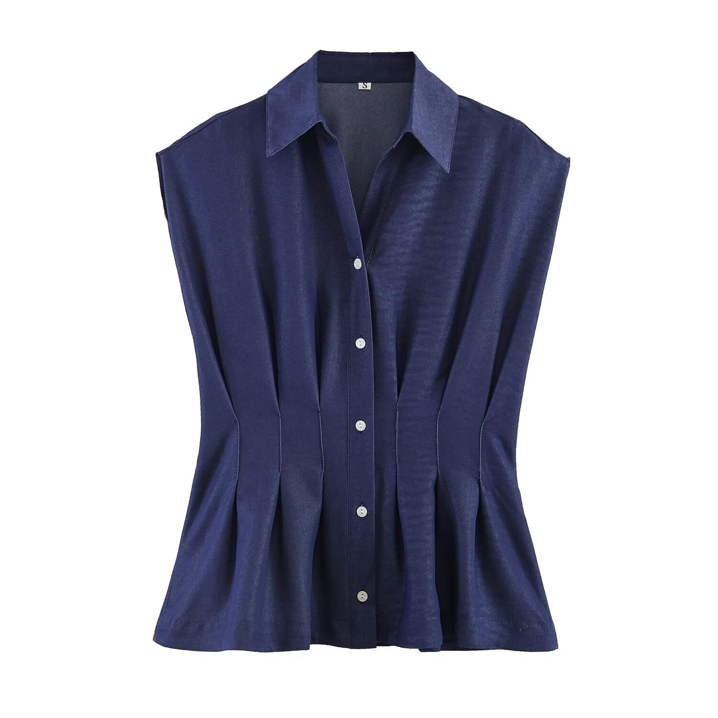 Women's casual pleated linen blend shirt