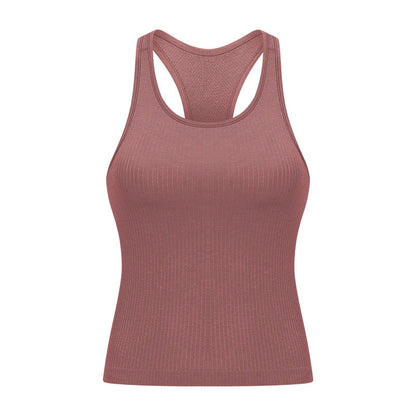 LU Women's 2025 New Joker Spring/Summer Threaded I-shaped Vest with Chest Pad Fitness Yoga Clothes Sports Vest