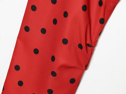 suit Women's 2 pieces lace up decorative polka dot Coat+shorts