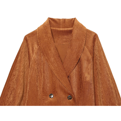 Women's waist cinched style double breasted jacket Coat