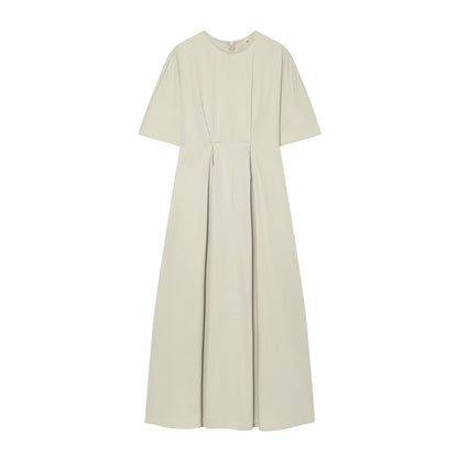 Women's pleated design poplin Midi dress