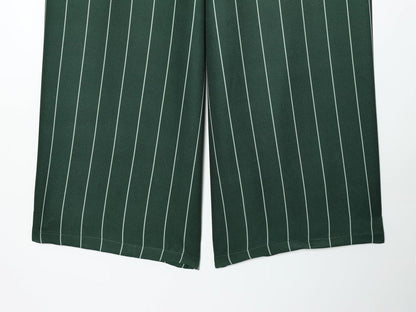 Women's loose linen blended striped pants