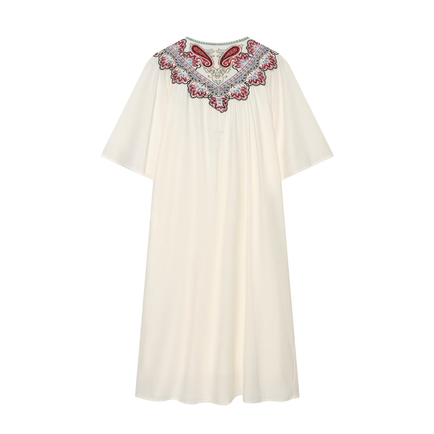 Women's embroidered decorative short sleeved dress