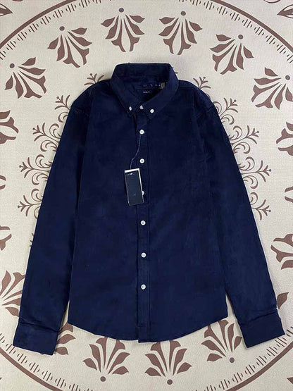 Men and Women with The Same New Fashion Joker Casual Cotton Corduroy Loose Long Sleeve Lapel Shirt Top.