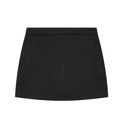 suit Women's 2 pieces button decoration slim black vest+culottes