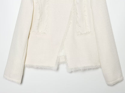 Women's Hairy edge decorative stand collar Blazer Coat