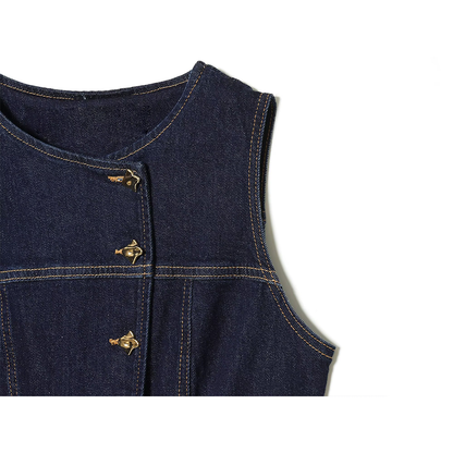 Women's slim single breasted denim vest