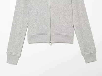 Women's slim stand collar double zipper Coat