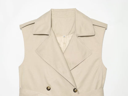 Women's with Belt casual double breasted vest