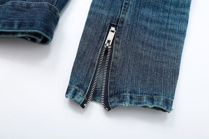 Women's belt decoration denim motorcycle style jacket Coat