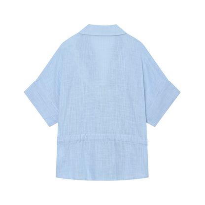 suit Women's 2 pieces linen blend zipper shirt+Pants